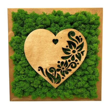 Machový obraz Srdce s kvetinovým ornamentom 30x30cm